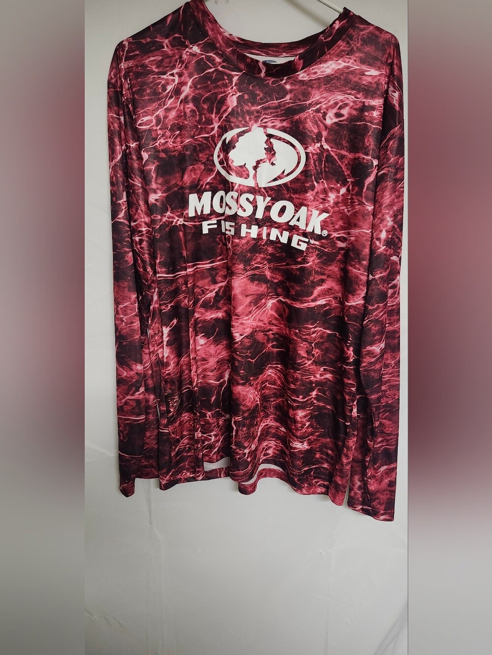 Mossy Oak Men's Long-Sleeve Fishing Shirt - Red and Black Marble